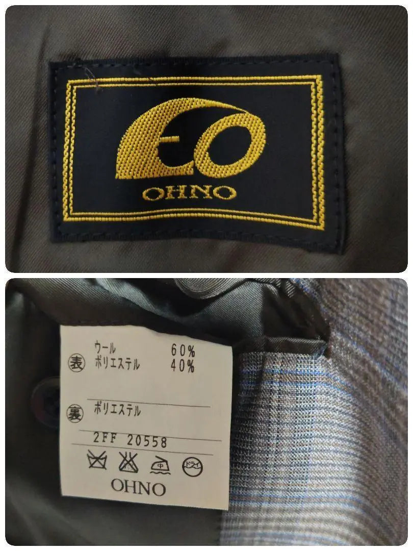 OHNO Jacket Business Jacket 60% Wool Glen Check Men's