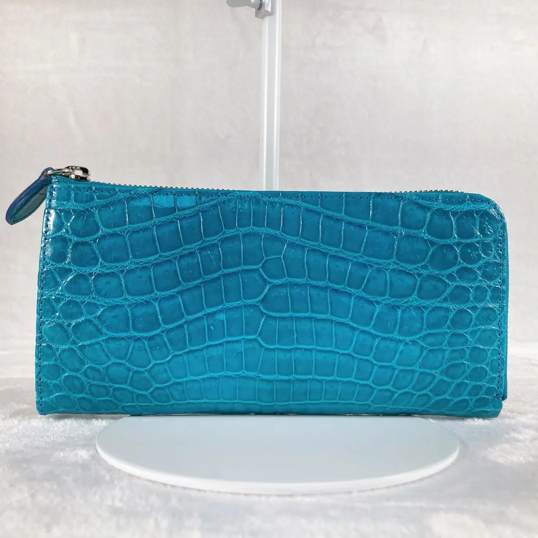 ✨Good condition✨Crocodile Matte Crocodile Long Wallet L-shaped Zipper Emerald Green