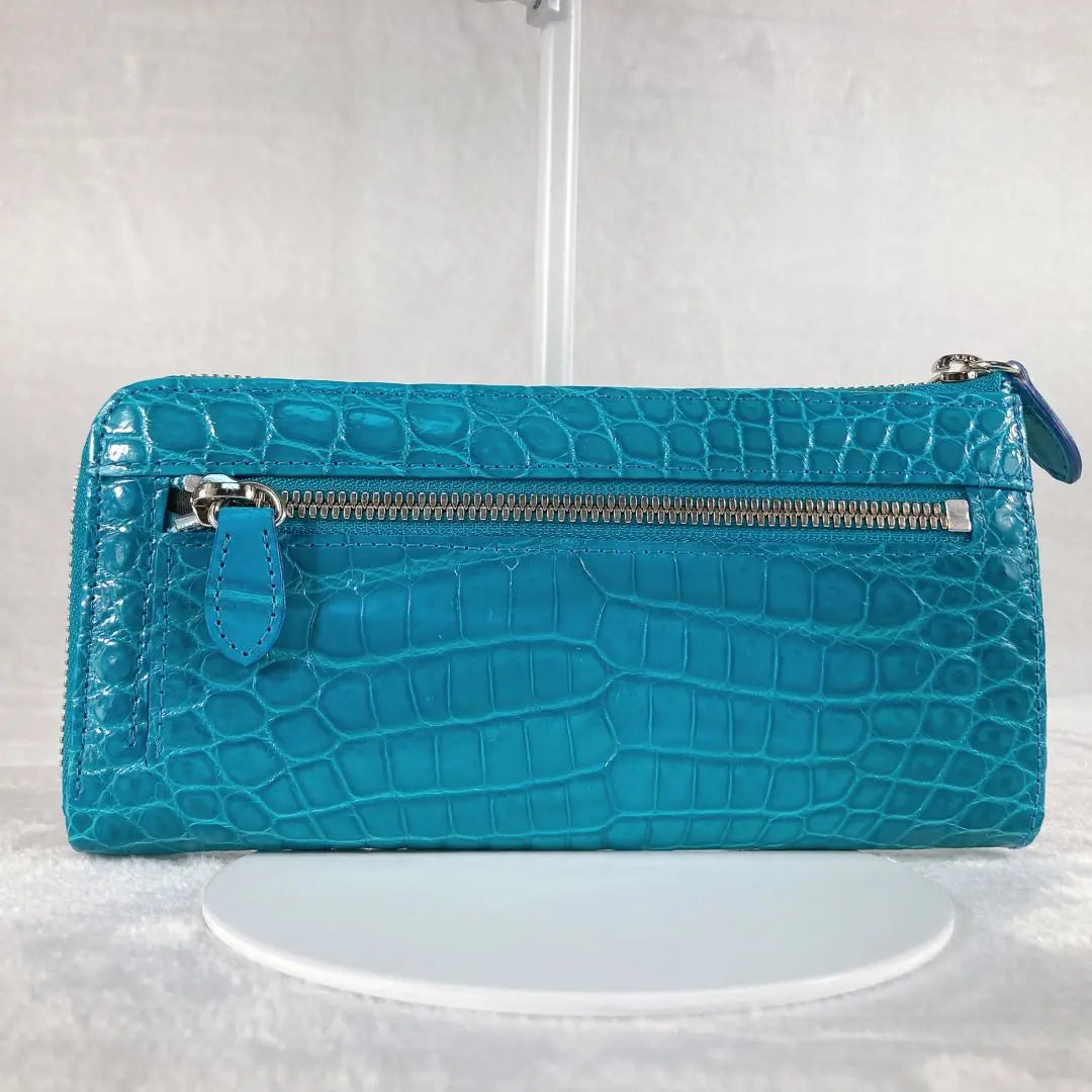 ✨Good condition✨Crocodile Matte Crocodile Long Wallet L-shaped Zipper Emerald Green