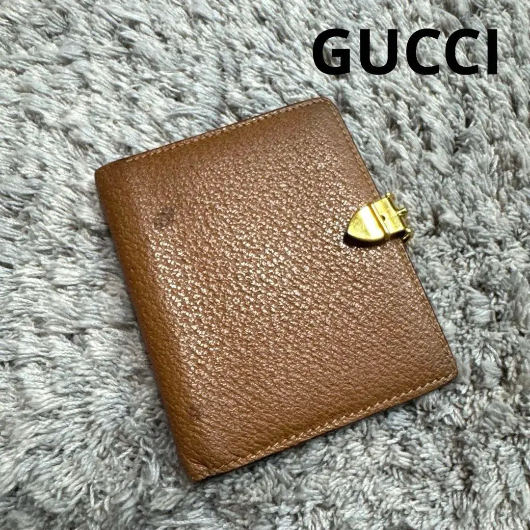 GUCCI Gucci Money Clip Leather Brown Gold Clip