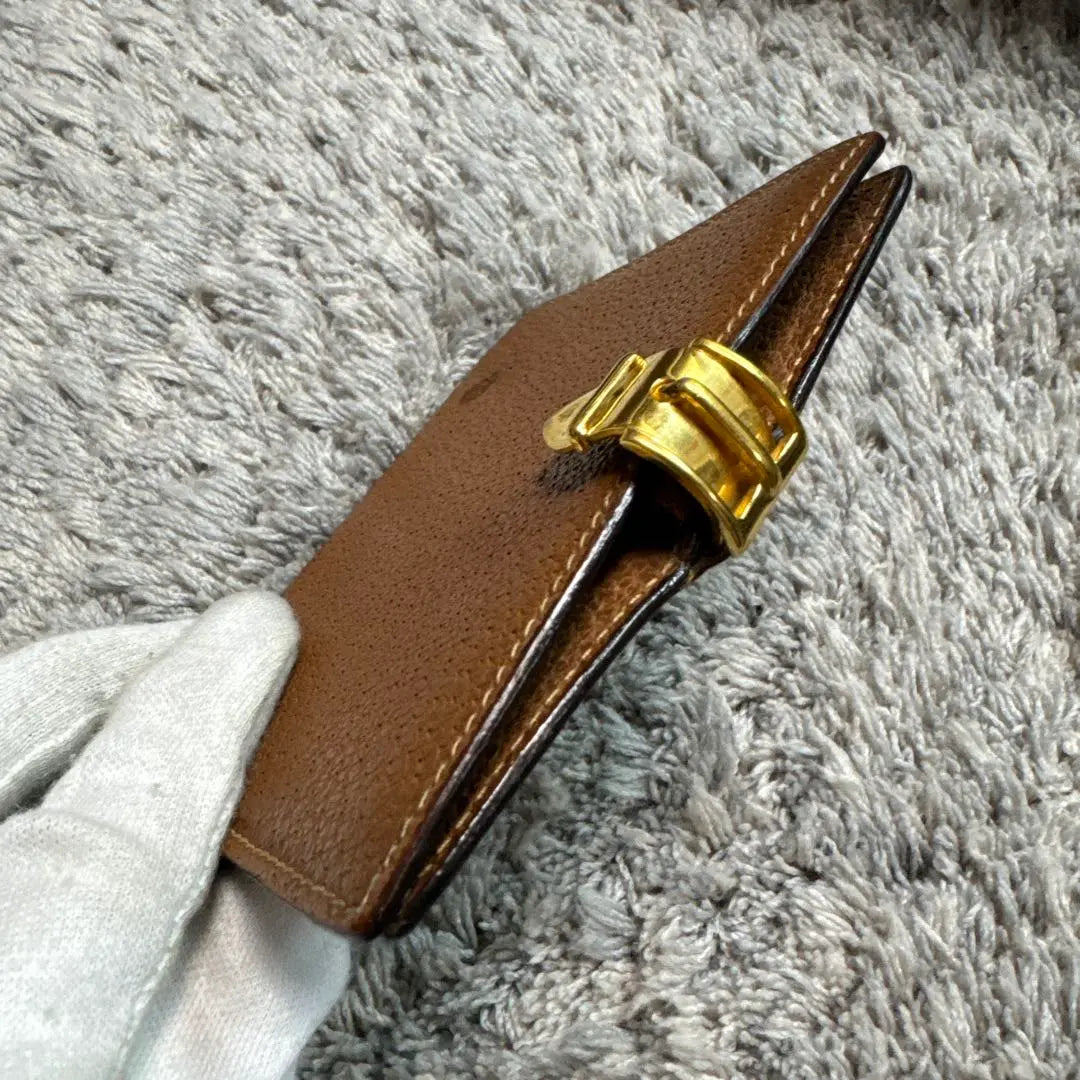 GUCCI Gucci Money Clip Leather Brown Gold Clip