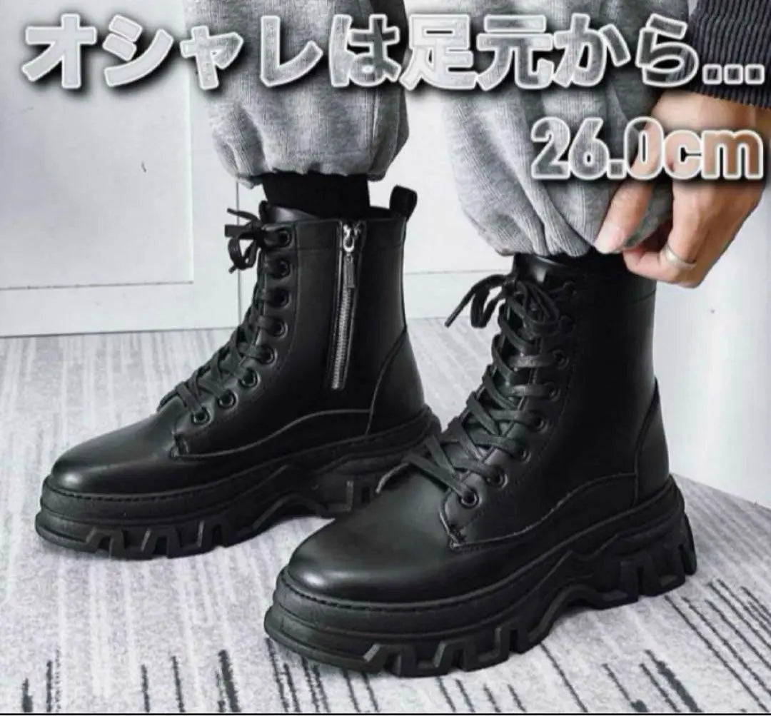 ! ! Popularity! ! 26.0cm Secret boots thick bottom boots side zip men's