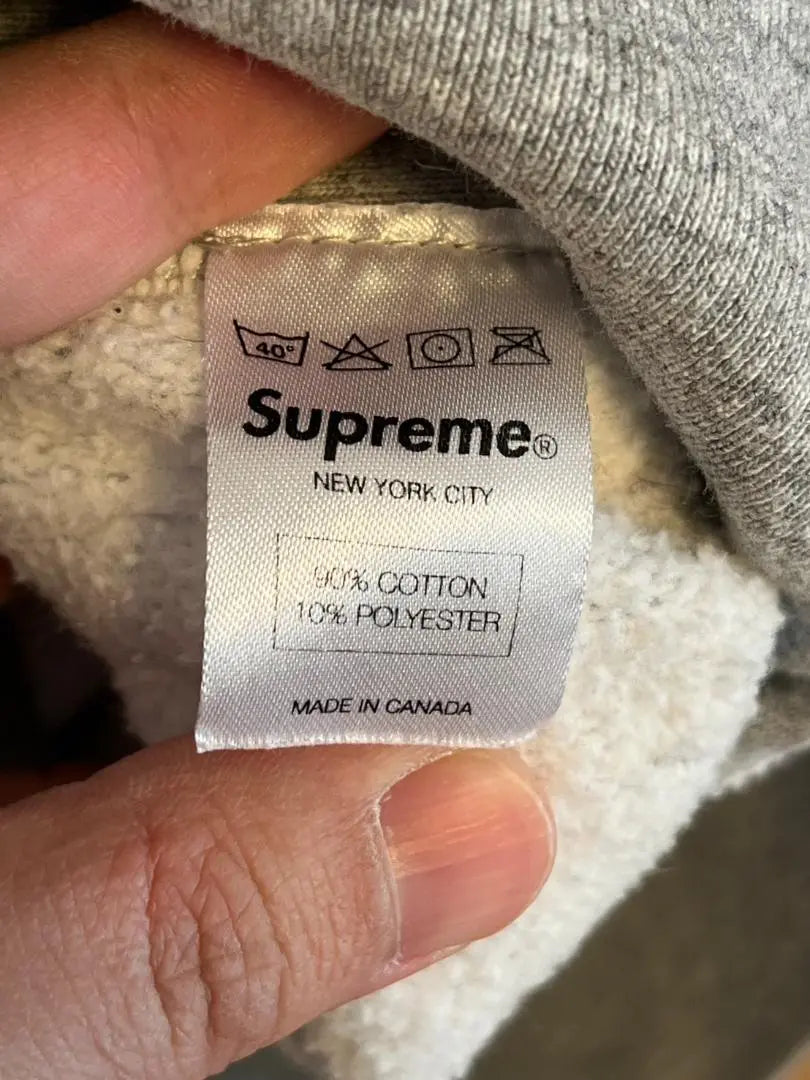 [¡Difícil de conseguir!] ¡Agotado! 】Sudadera con capucha gris con logo de SUPREME Box