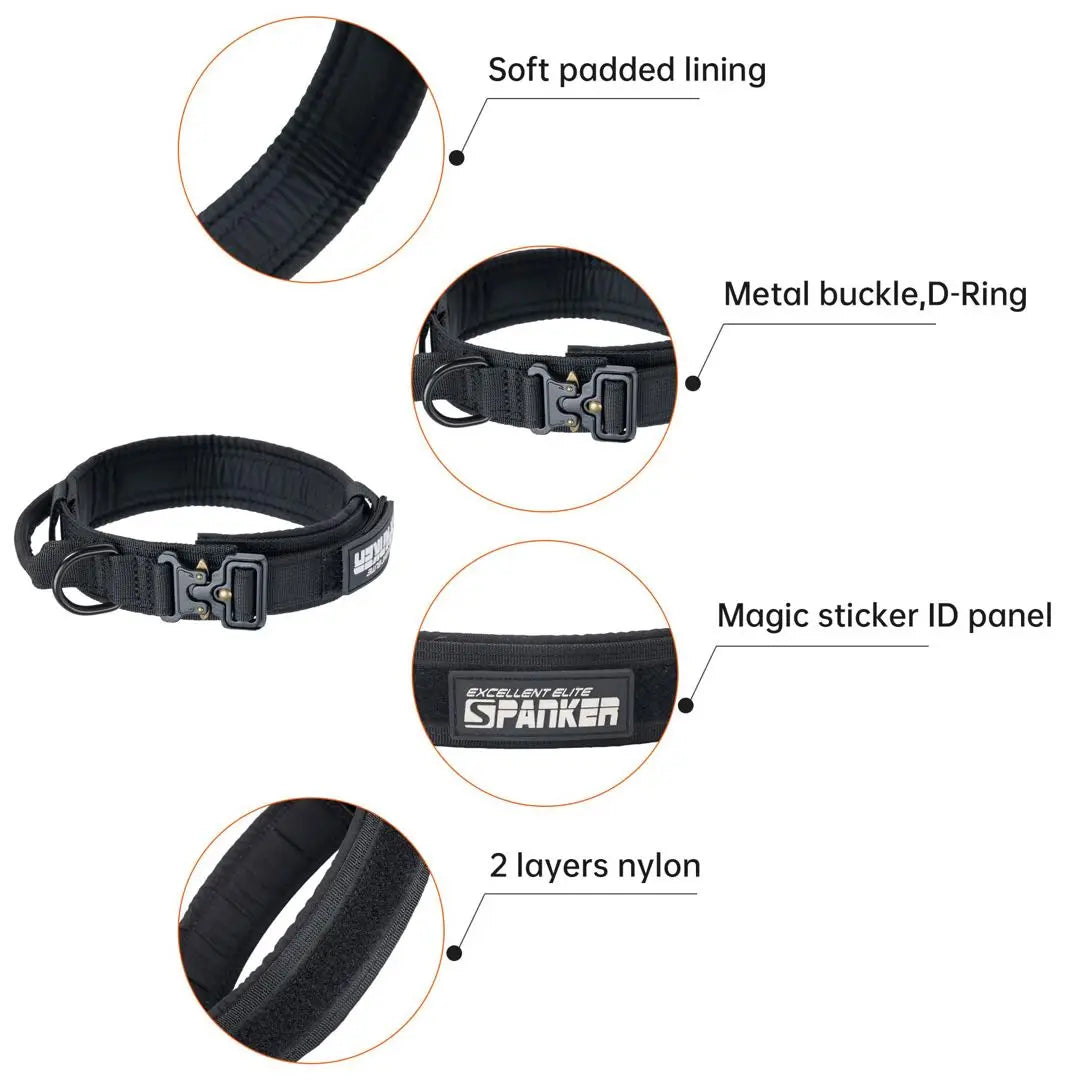 Dog collar, large, nylon collar, dog, medium sized dog, adjustable, M, black, walking