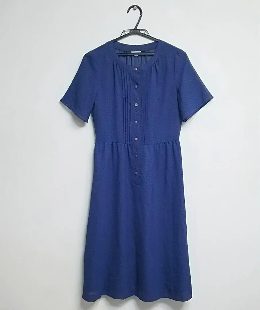 [Recommended for those who like the Heisei Retro] Retro vintage clothing/dot pattern blue dress