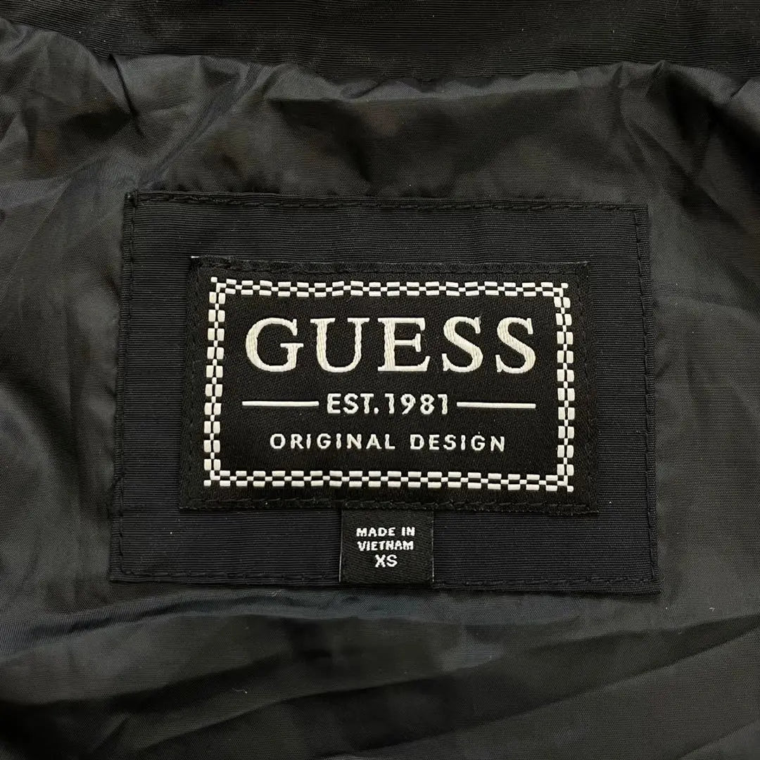 Chaqueta de nailon Guess rara, larga, negra, para hombre, talla XS