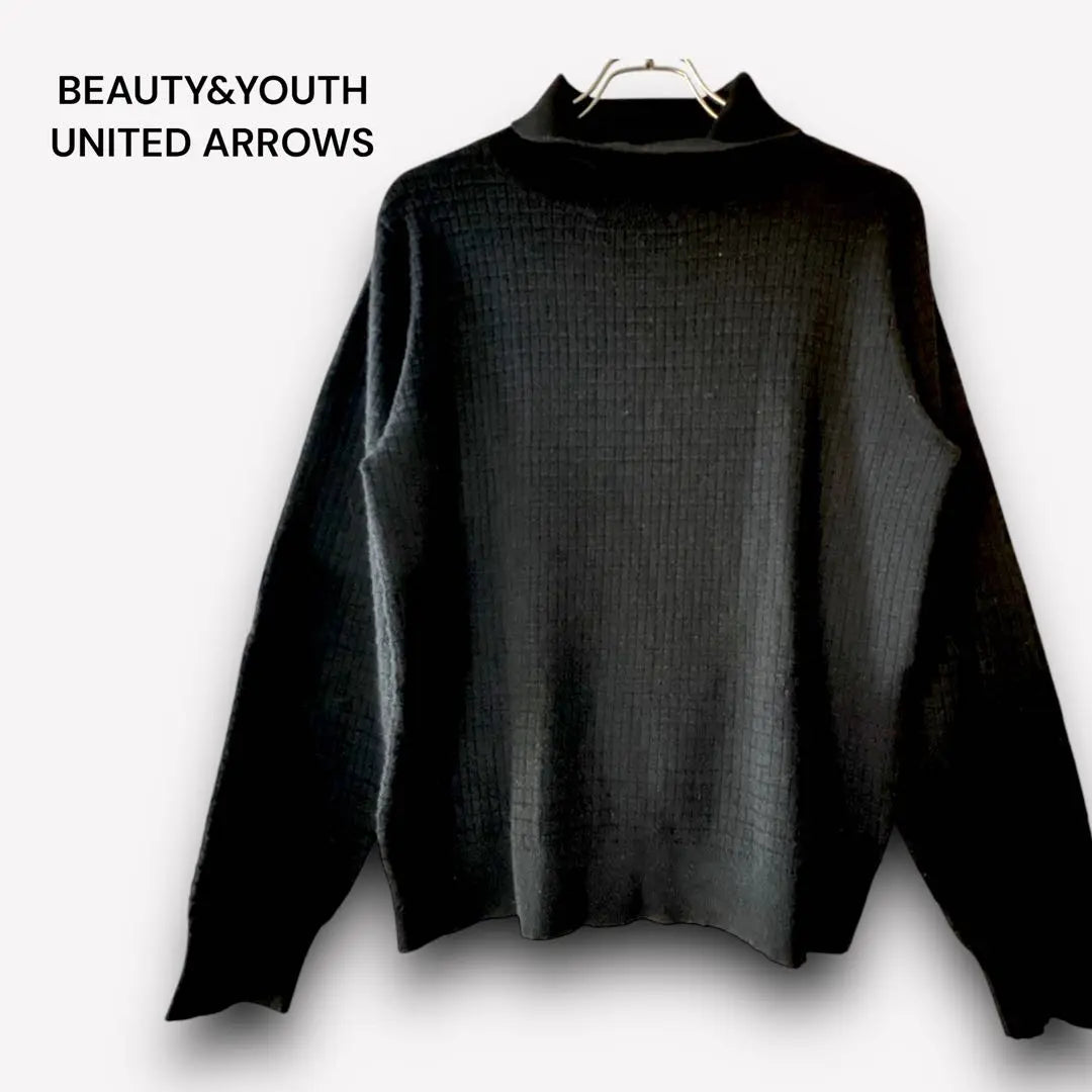 Beautiful condition ✨Beauty and Youth✽Turtleneck Waffle Knit Top Black e39