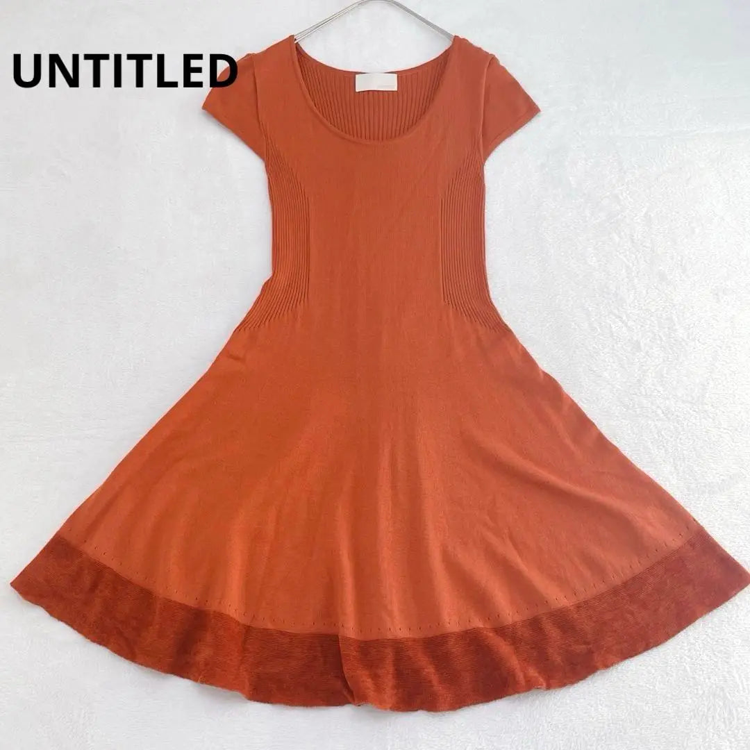 Q36 [Untitled] Short sleeve knit flare dress knee length orange rib