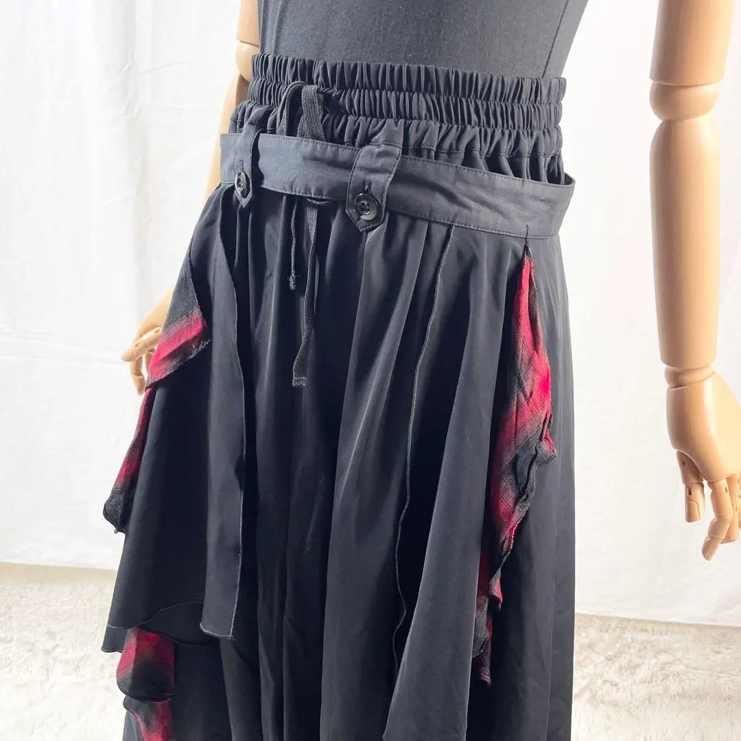 [Extremely beautiful item] Seava Rise Frill Wrap Skirt Pants Check