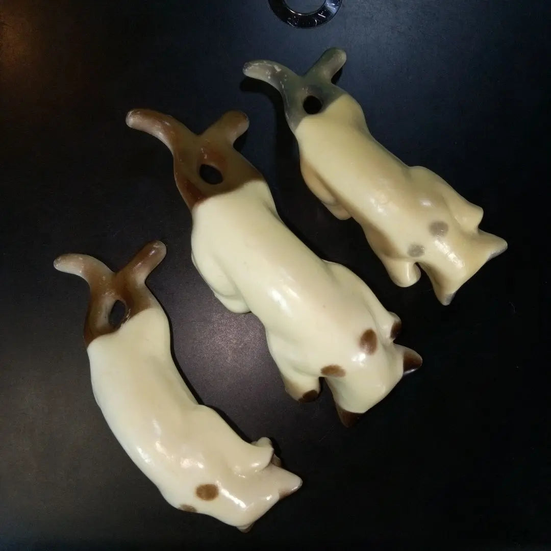 Siamese cat? 3-piece set summary border figure antique retro rare