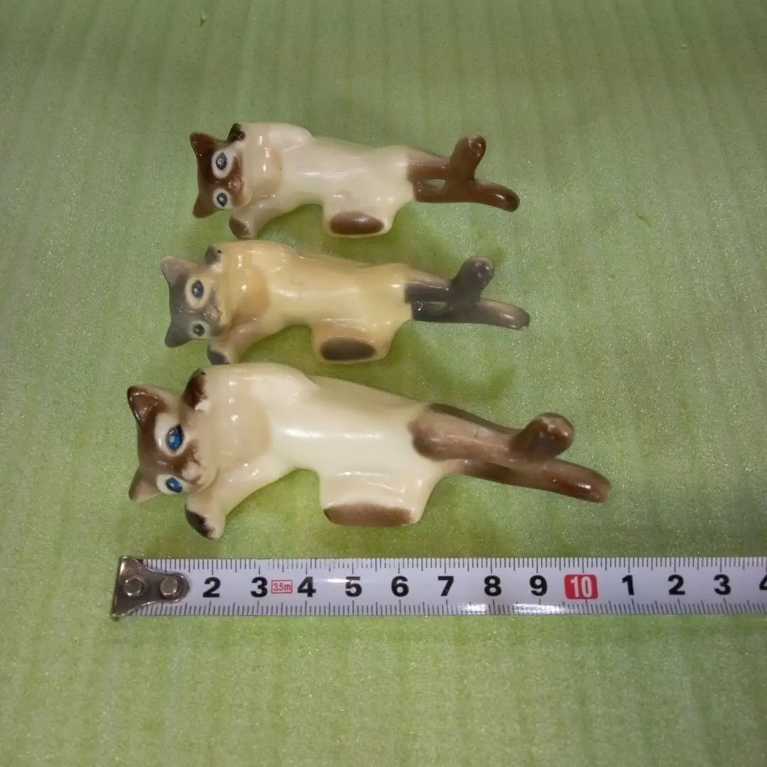 Siamese cat? 3-piece set summary border figure antique retro rare