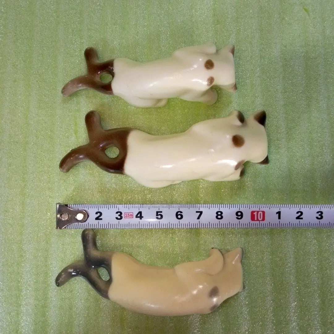 Siamese cat? 3-piece set summary border figure antique retro rare