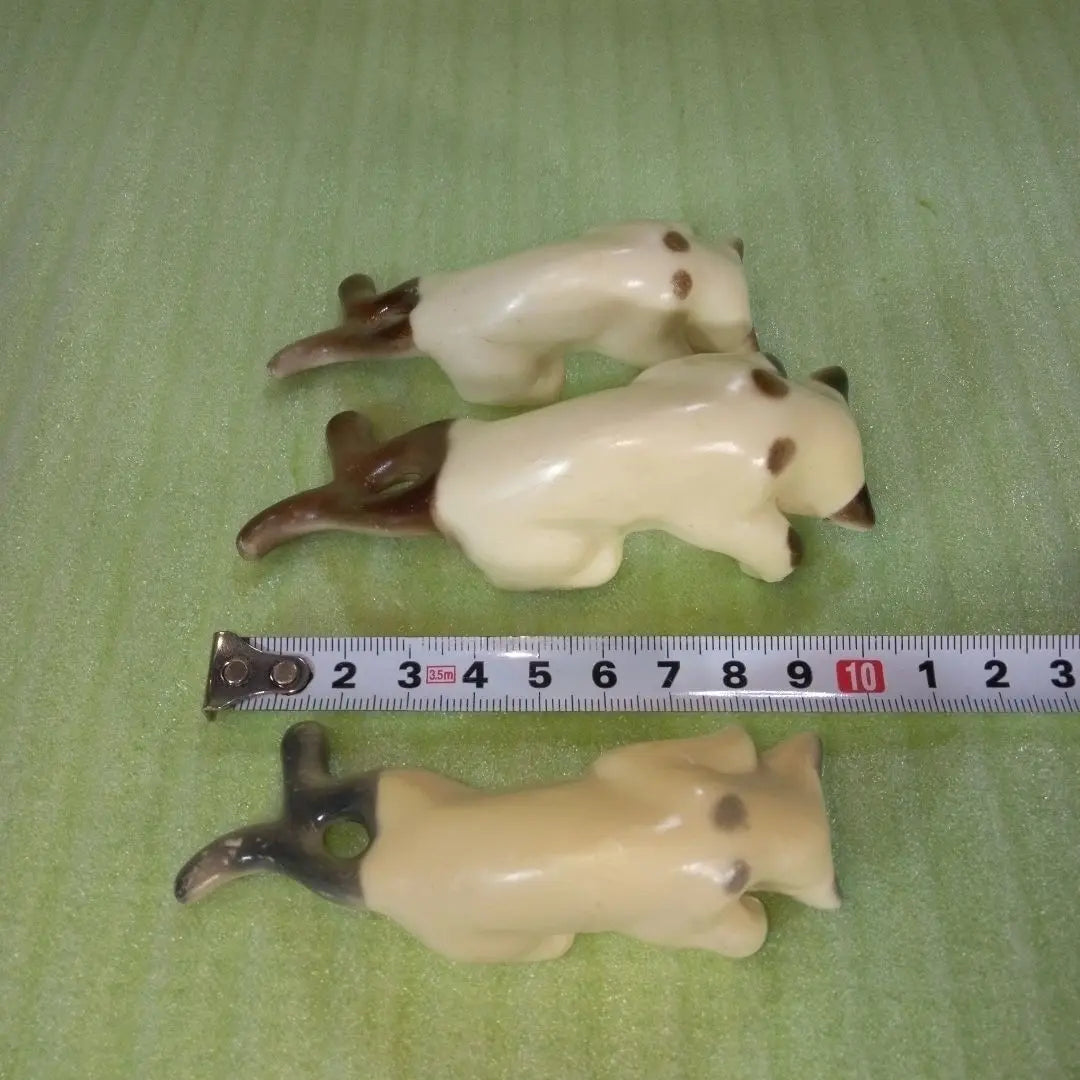 Siamese cat? 3-piece set summary border figure antique retro rare