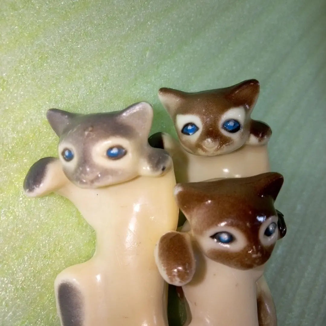 Siamese cat? 3-piece set summary border figure antique retro rare