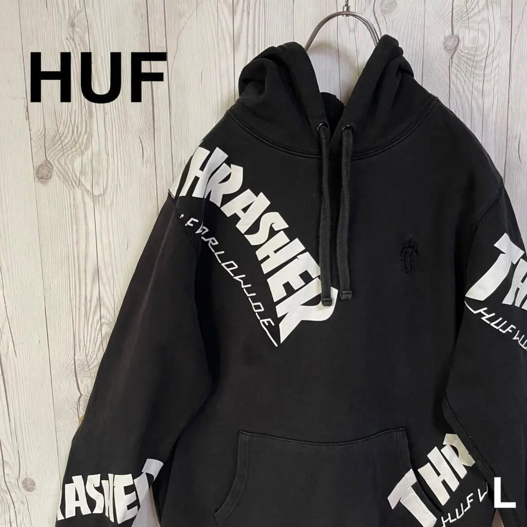 HUF Sweat Hoodie Hoodie Thrasher Men's L Black Sweatshirt