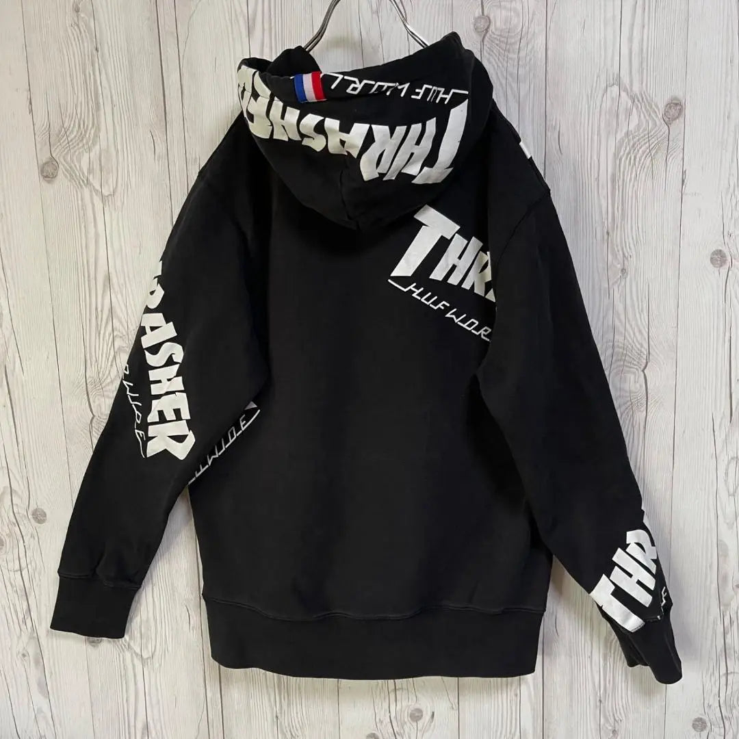 HUF Sweat Hoodie Hoodie Thrasher Men's L Black Sweatshirt