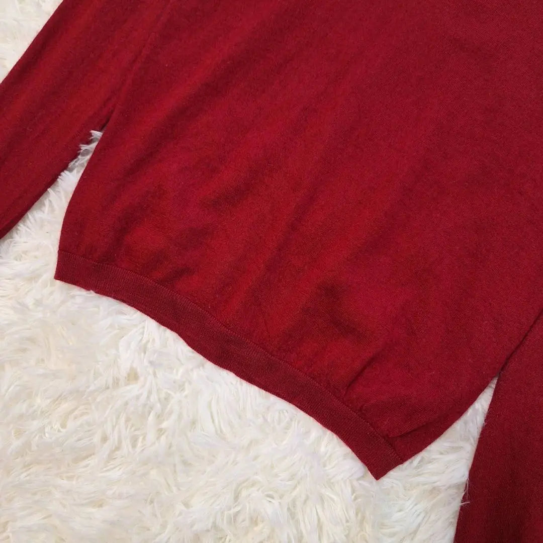 Jil Sander ✨ Rare Silk Blend V-Neck Knit Sweater Red