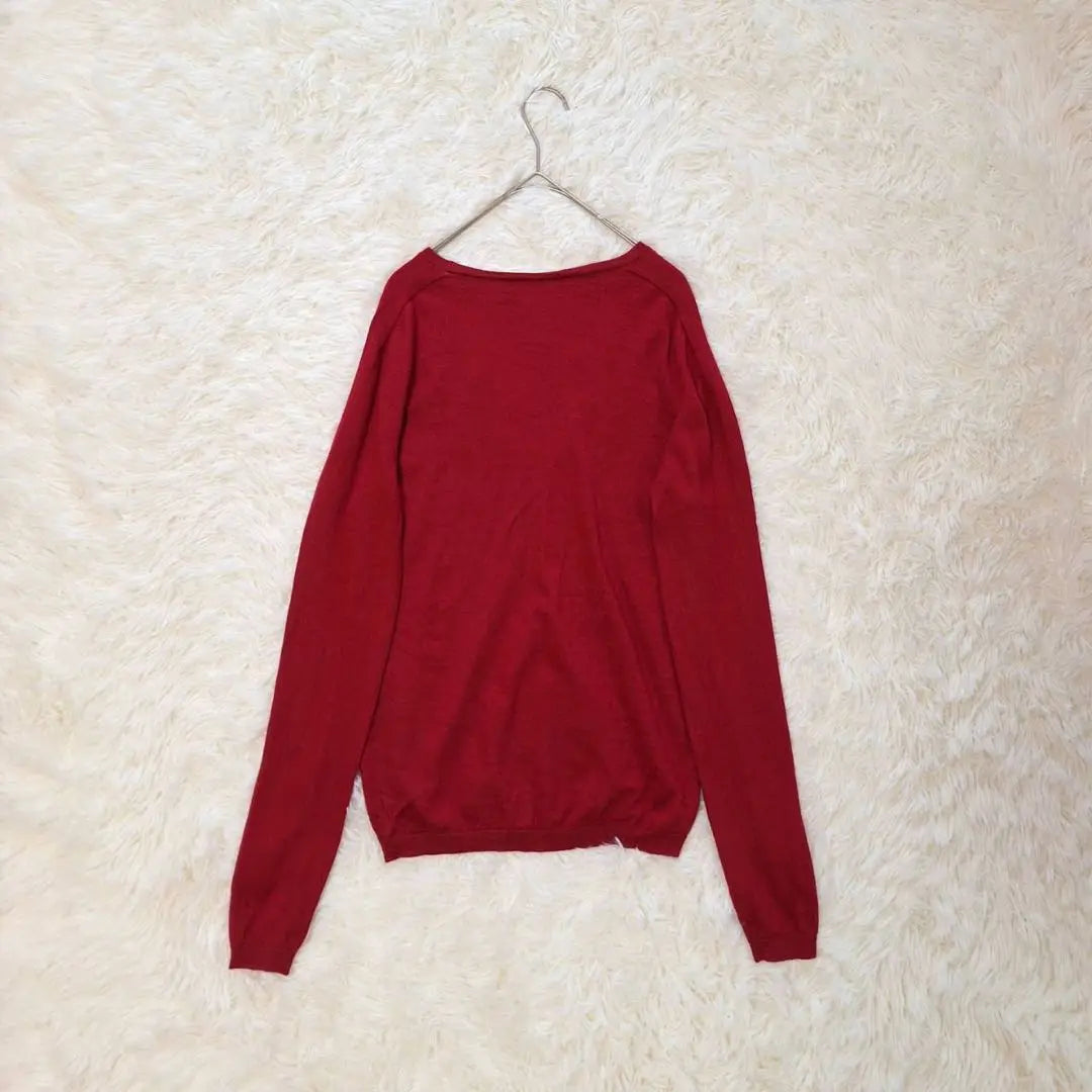 Jil Sander ✨ Rare Silk Blend V-Neck Knit Sweater Red