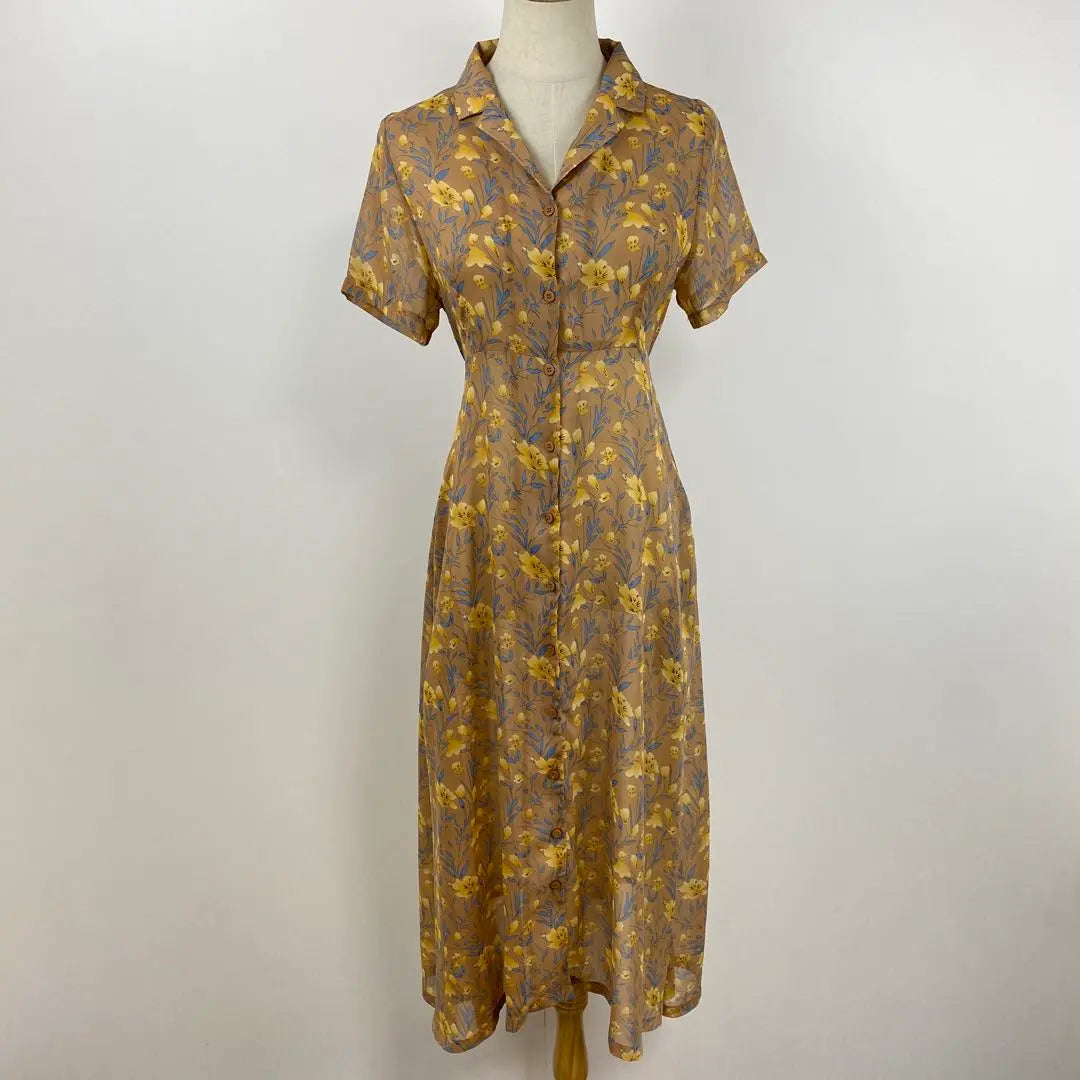 Beautiful condition mystic long shirt dress, all-over pattern, floral pattern, sheer