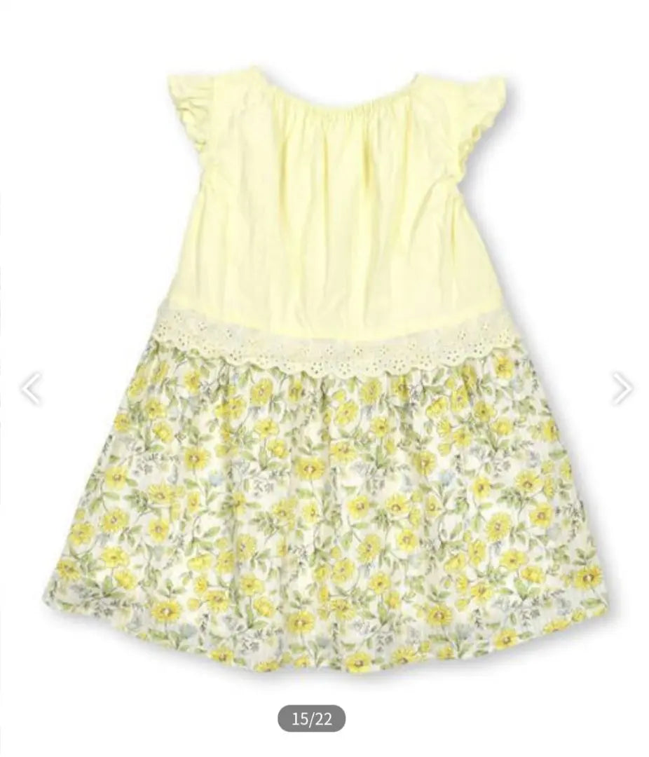 Vestido camisero con estampado de girasoles y falda completa, amarillo, modelo 110