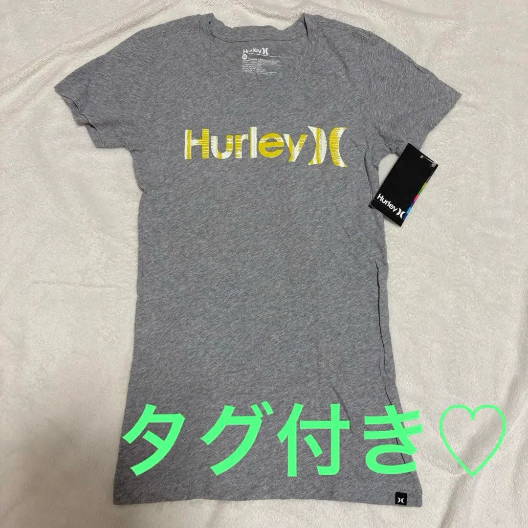 Unused ♡ tagged Hurley Grey T-shirt XS Yellow White