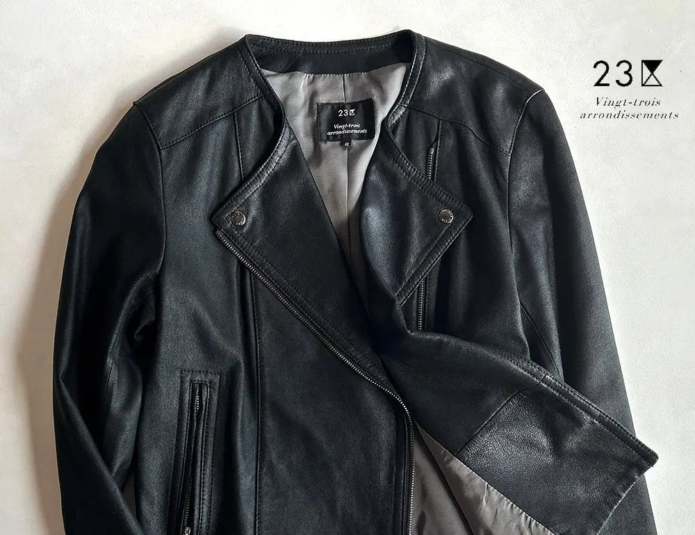 23 Wards Regular price: 69,000 yen Moist and exquisite goat leather rider jacket black