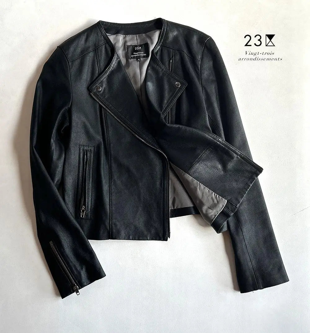 23 Wards Regular price: 69,000 yen Moist and exquisite goat leather rider jacket black