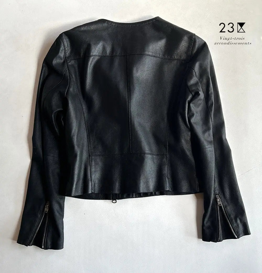 23 Wards Regular price: 69,000 yen Moist and exquisite goat leather rider jacket black