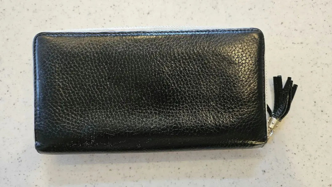 GUCCI Round Long Wallet Women's 308004 Black Leather