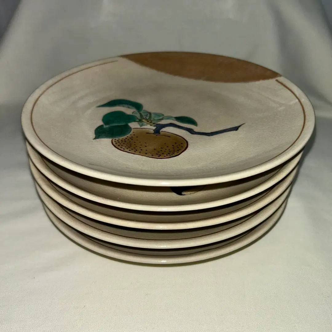 ◉ Only today◉Kutani Sakaeyama Picture Change 5 Plates Retro