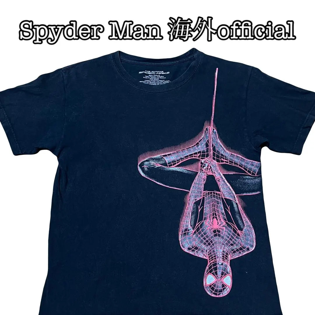 Y2K Spider -Man Overseas Planning BLACK T -shirt Short Sleeve Black M Anime