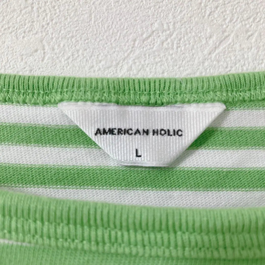 AMERICAN HOLIC (Size L) Long sleeve border cut and sew