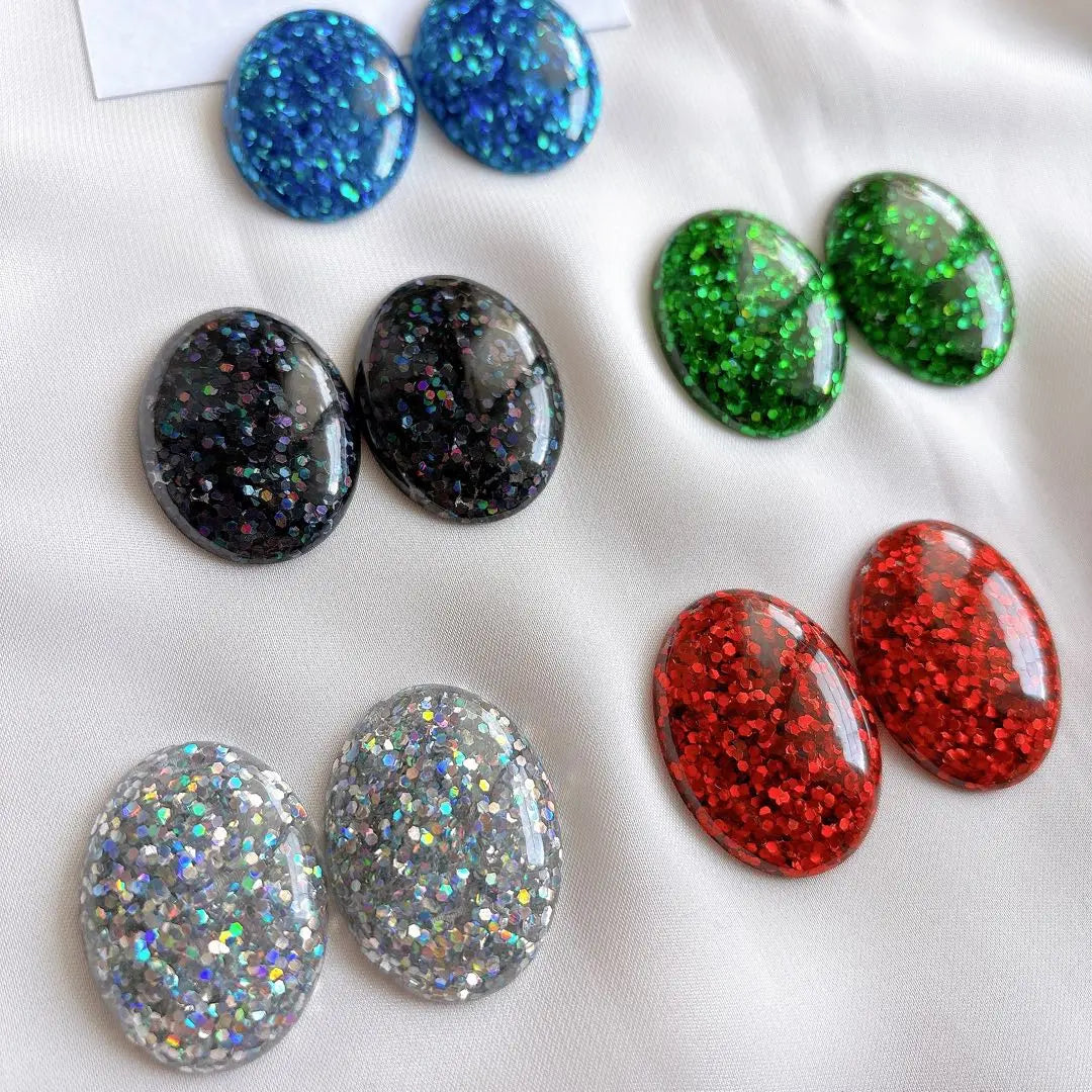 [#1646] Silver glitter handmade accessories earrings earrings