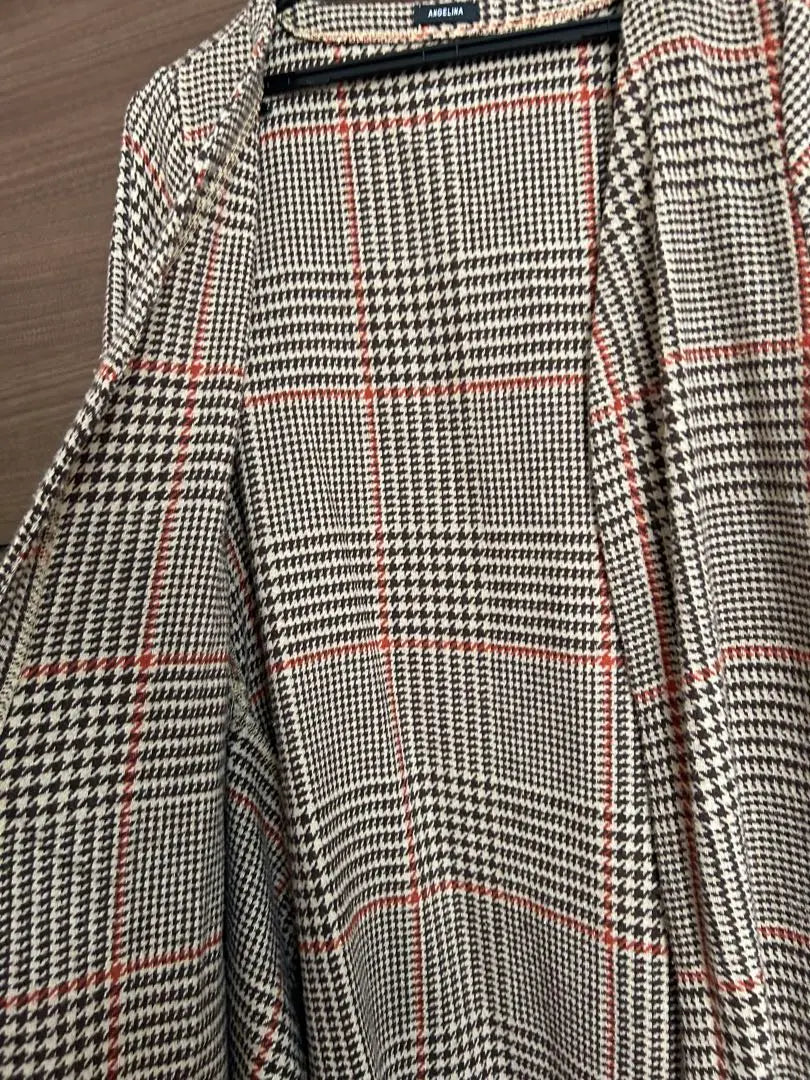 《ANGELINA》Glen check no collar coat