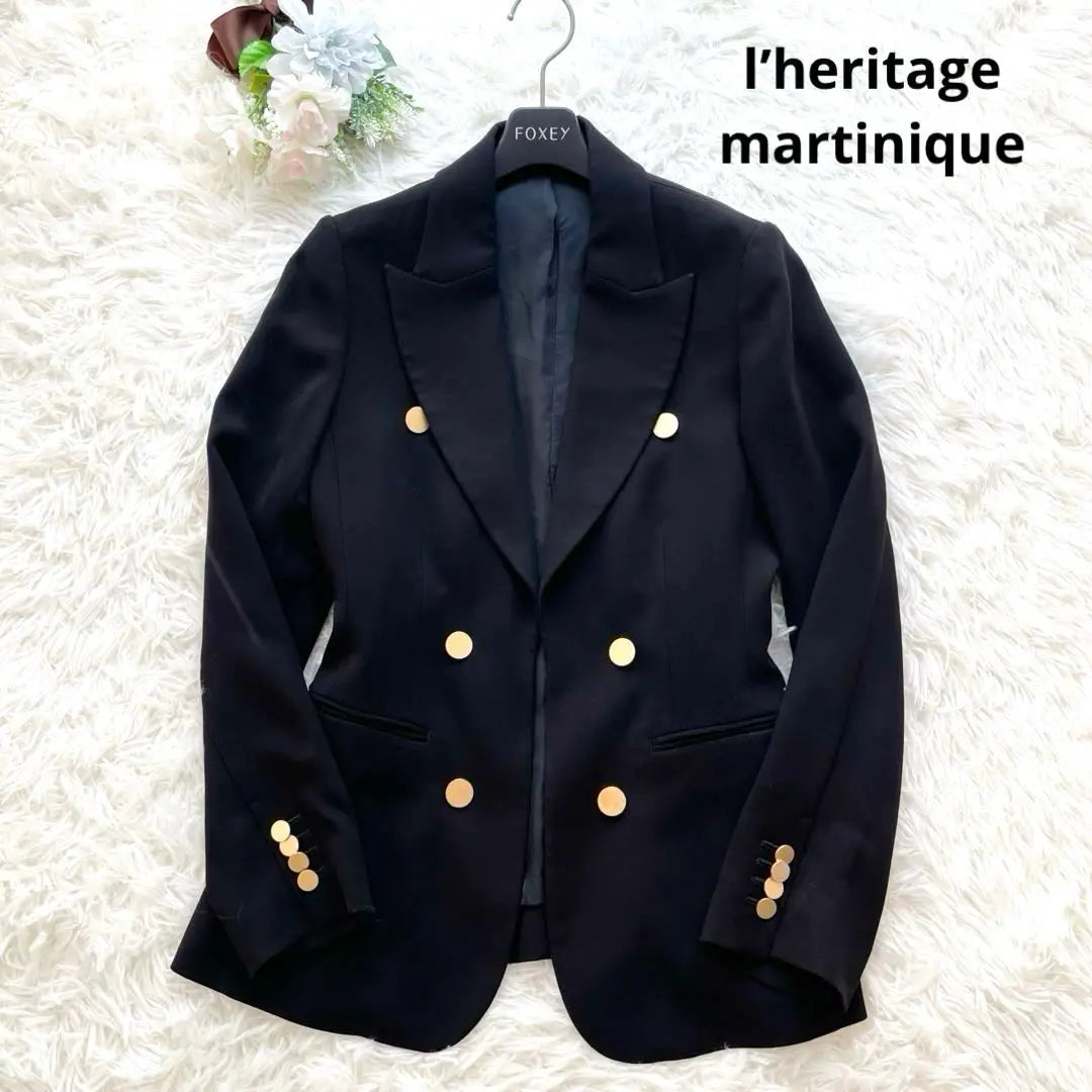 Beautiful silhouette ✨Martinique blazer jacket dark blue gold button double spring