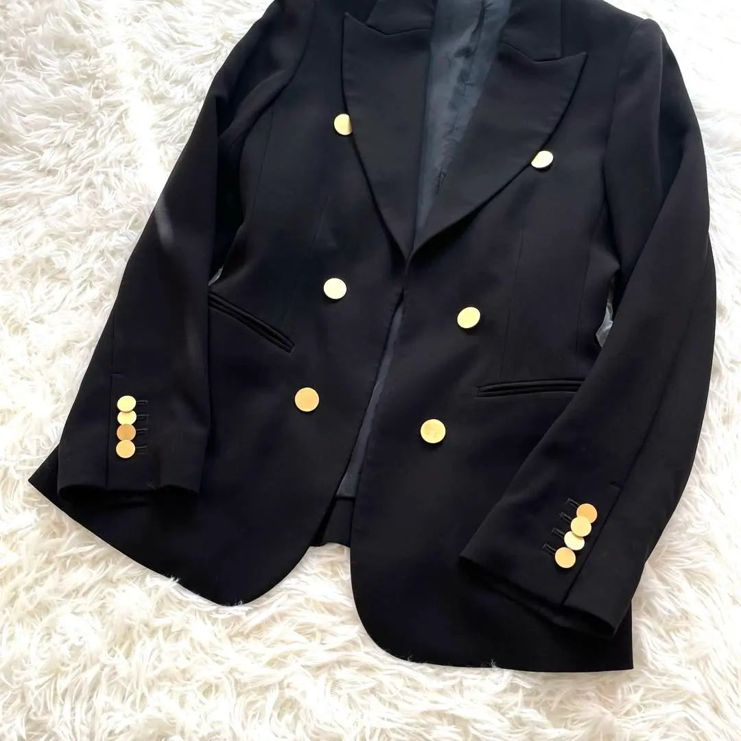 Beautiful silhouette ✨Martinique blazer jacket dark blue gold button double spring