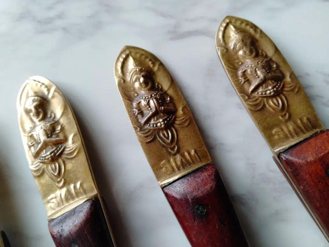 1982 (about 40 years ago) SIAM Brass Antique Spoon Set of 5