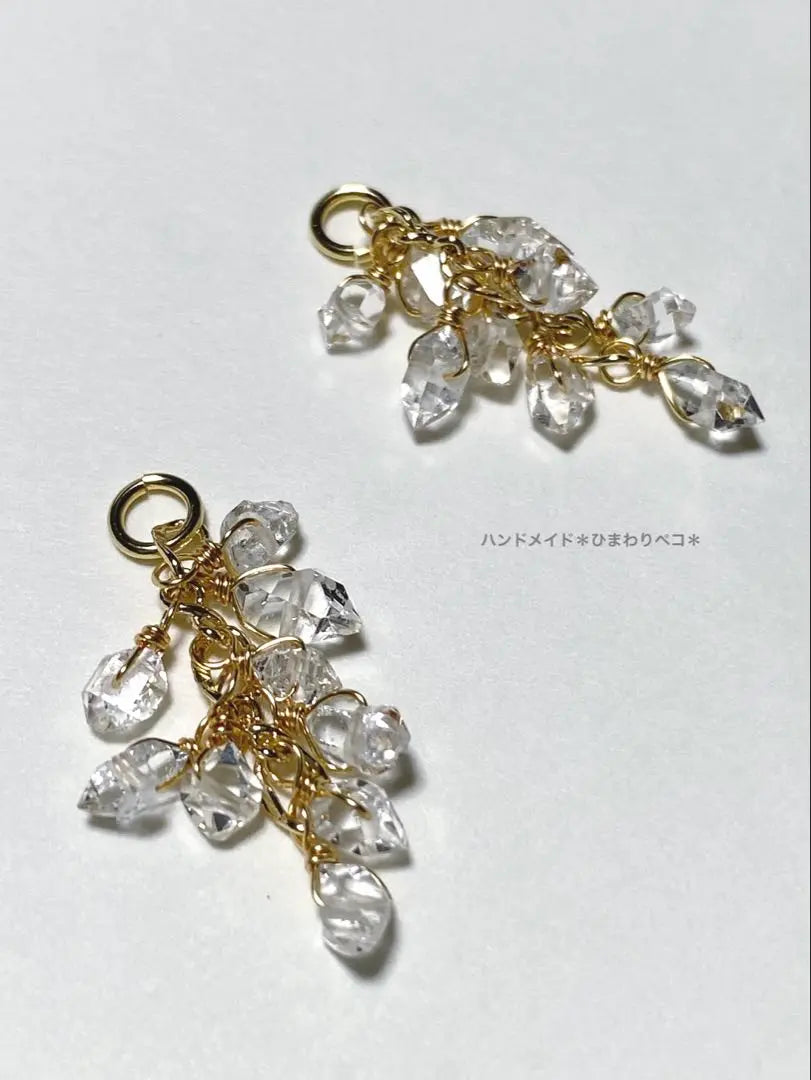 Herkimer Diamond Quartz Charm ② 14kgf Only available