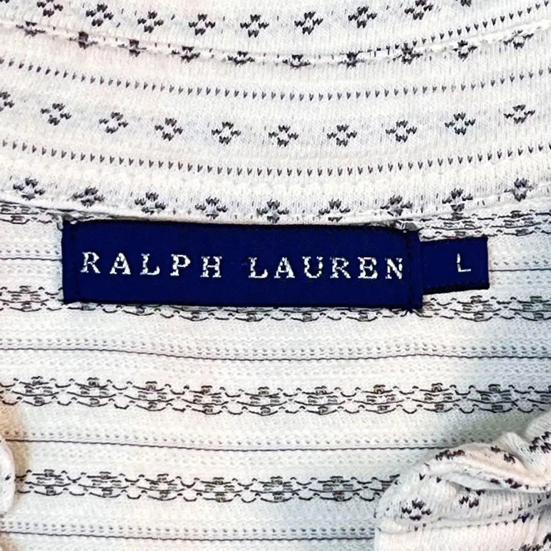 ❤️Camisa de algodón blanca con borde y estampado pequeño de Ralph Lauren en buen estado Ⅼ