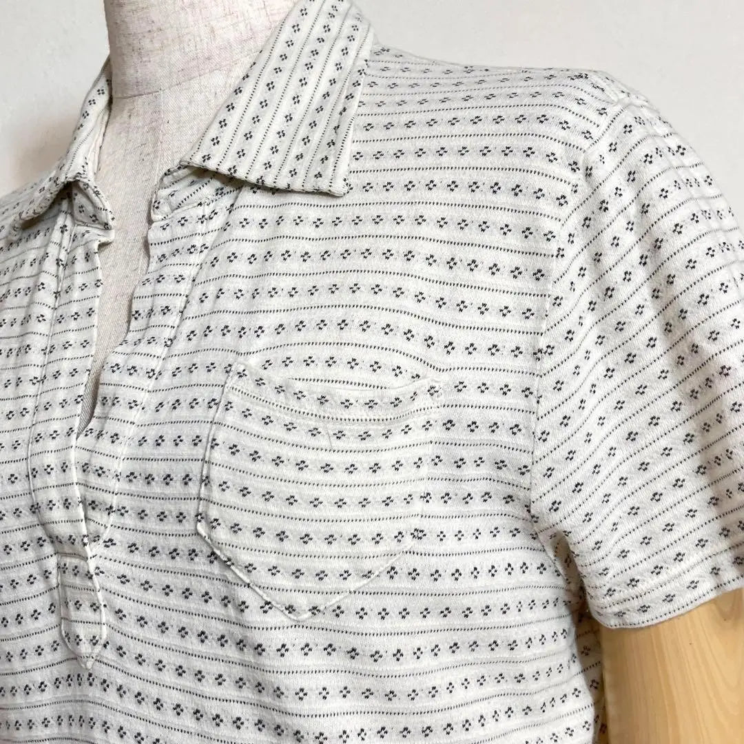 ❤️Camisa de algodón blanca con borde y estampado pequeño de Ralph Lauren en buen estado Ⅼ