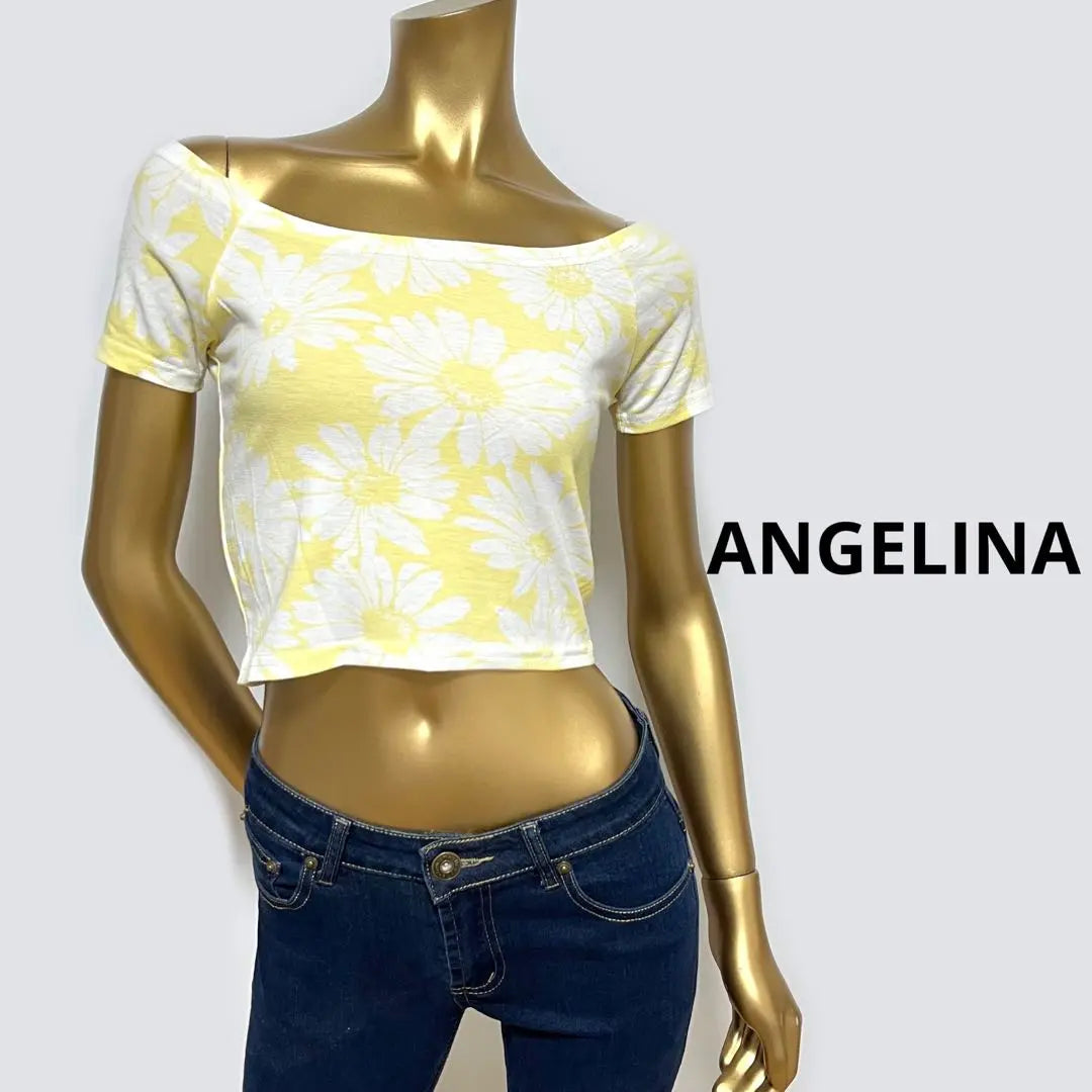 [3168] Angelina sunflower pattern short length tops