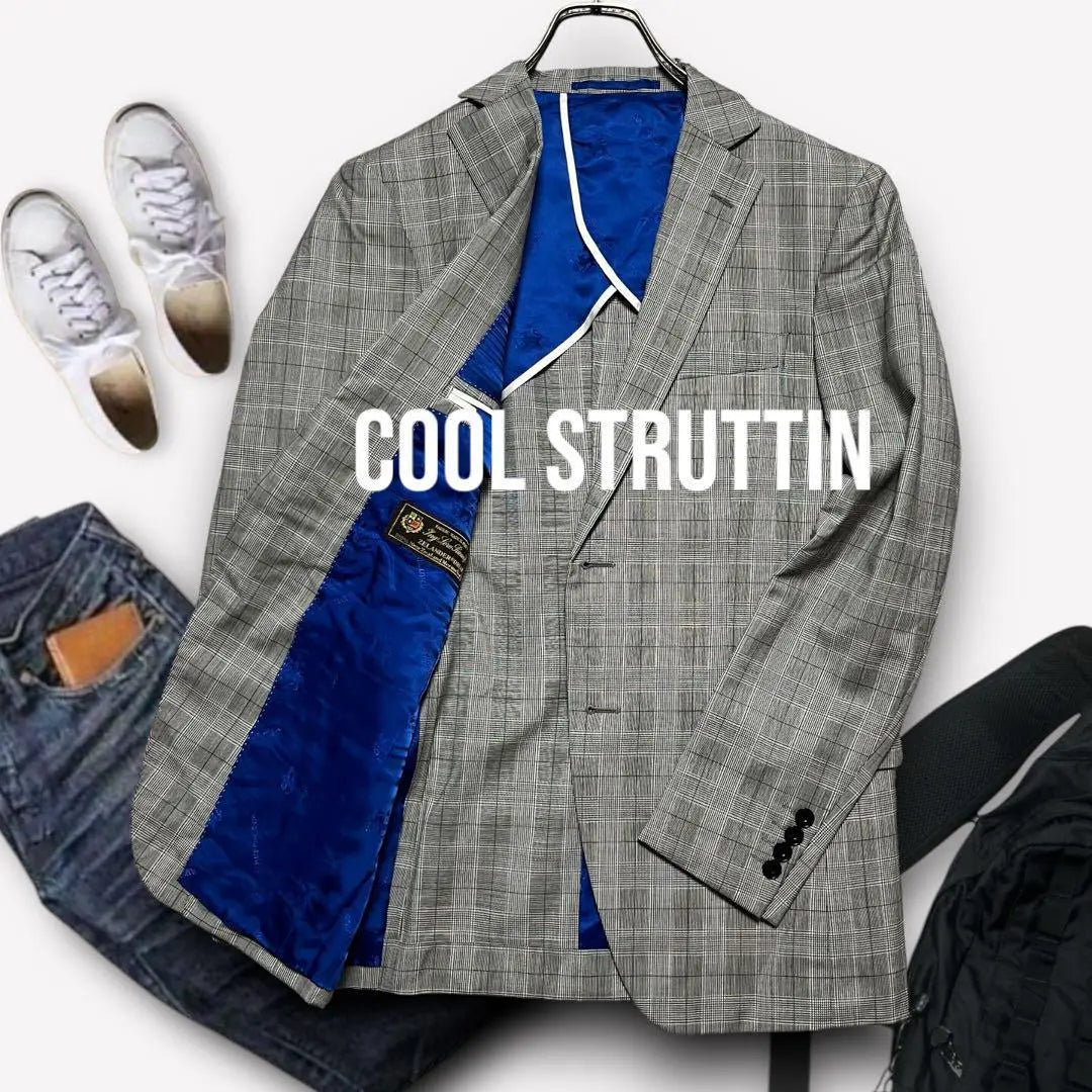 ★Good condition Cool Stratin [36] Check pattern wool tailored jacket AU2122