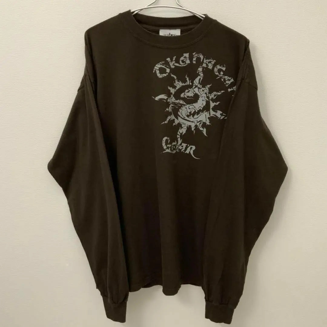 OKINAWA GEAR Dark Brown Long Sleeve Cut Soron Print Ron T | Okinawa Gear ダークブラウン 長袖カットソー　プリント　ロンT