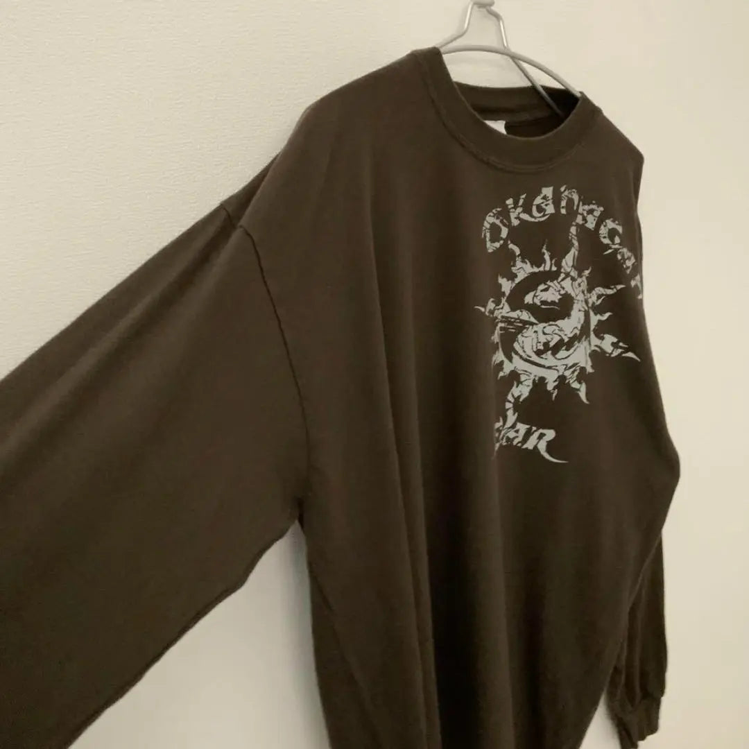 OKINAWA GEAR Dark Brown Long Sleeve Cut Soron Print Ron T | Okinawa Gear ダークブラウン 長袖カットソー　プリント　ロンT