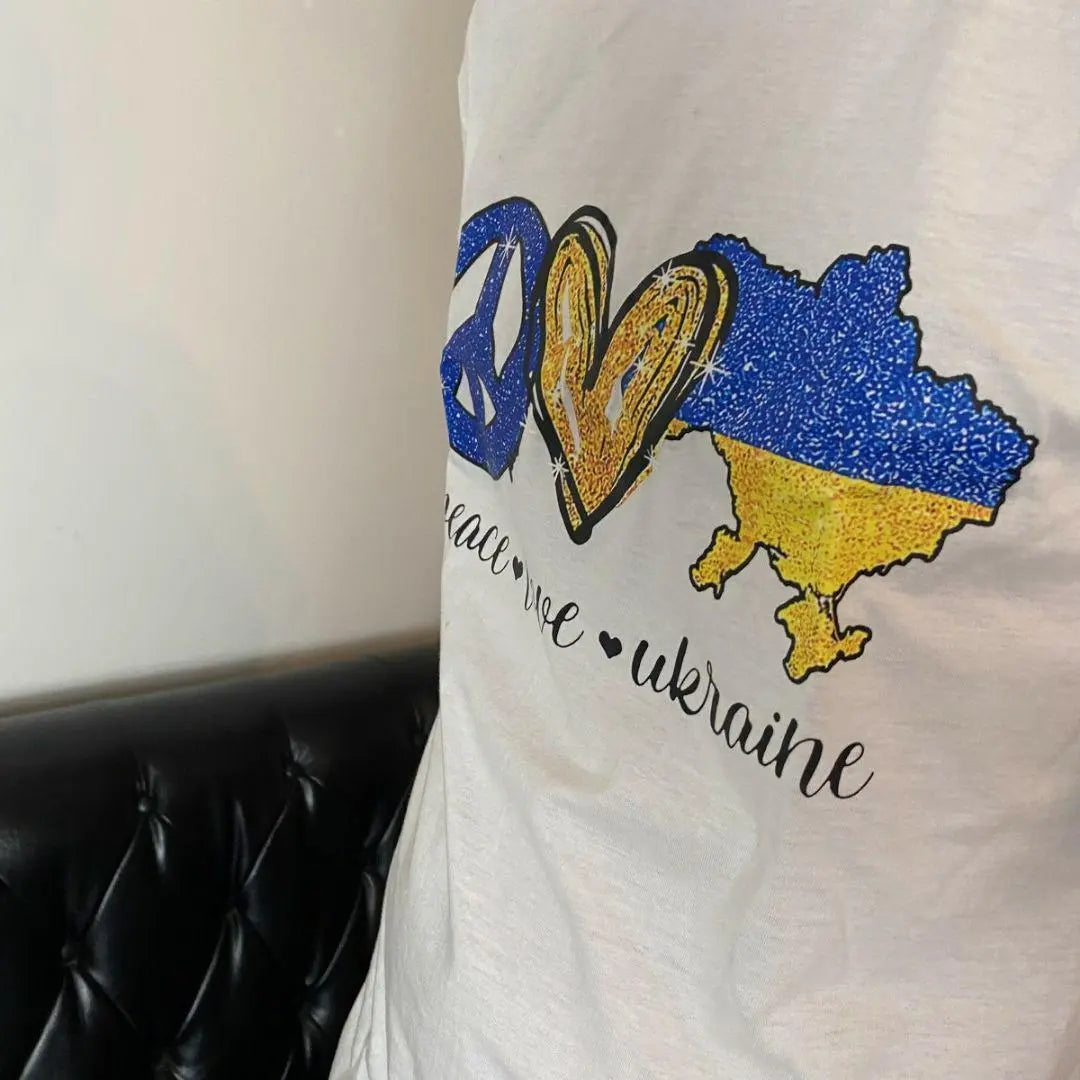 k42 New Shipping included LOVE & PEACE Ukraine Print T-shirt