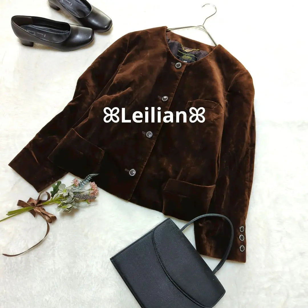 F133ꕤ Lelian no color bell bed jacket brown luxurious West Germany