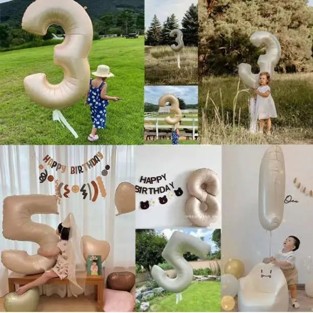 ▲Number 2▲Dust balloon beige birthday number 80cm number balloon