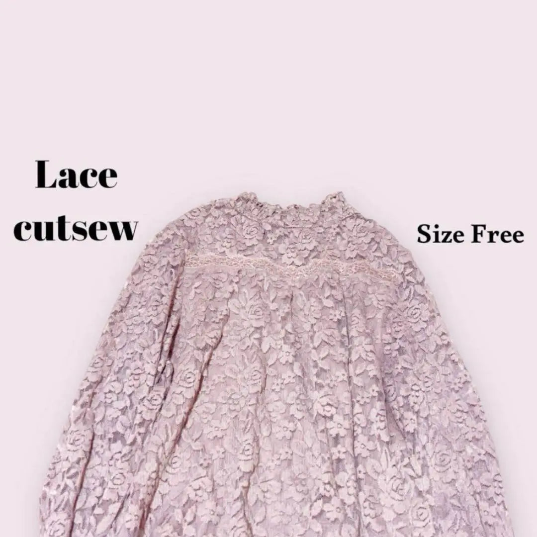 Total lace cut -and -sew pink free mass production type girly office clean | 総レースカットソー　ピンク　Free　量産型　ガーリー　オフィス　きれいめ