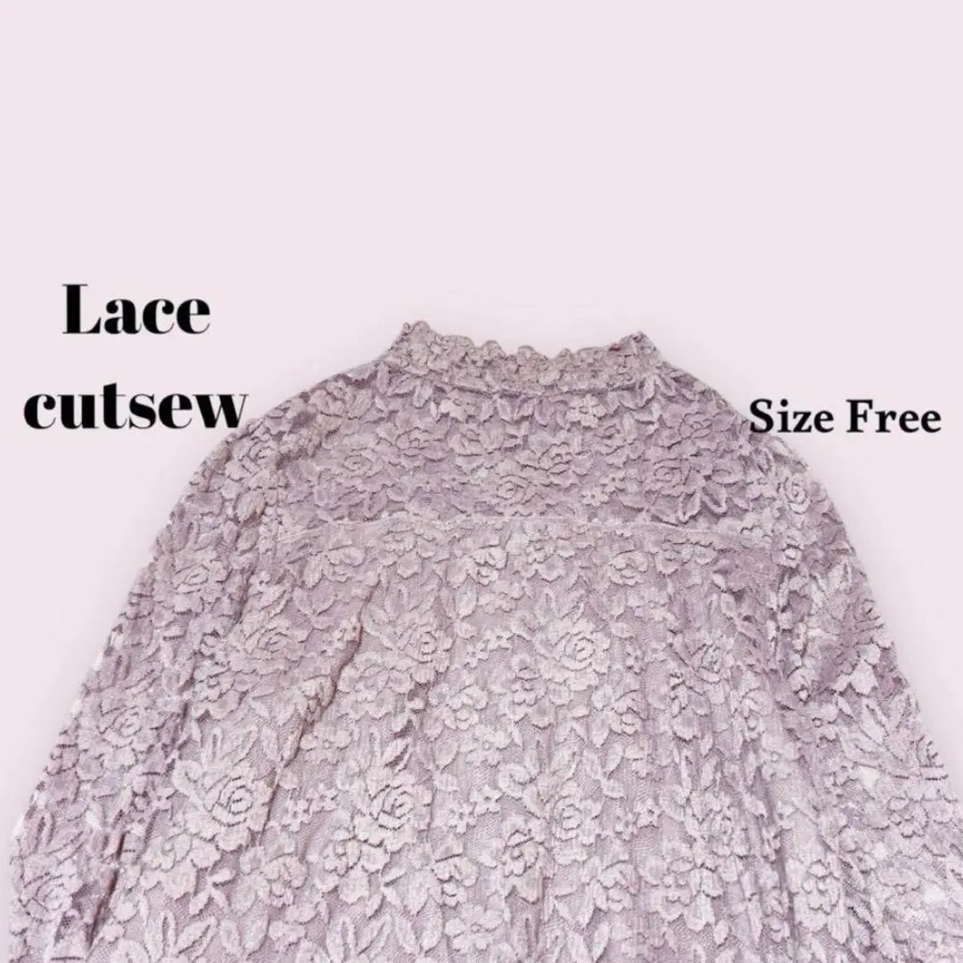 Total lace cut -and -sew pink free mass production type girly office clean | 総レースカットソー　ピンク　Free　量産型　ガーリー　オフィス　きれいめ