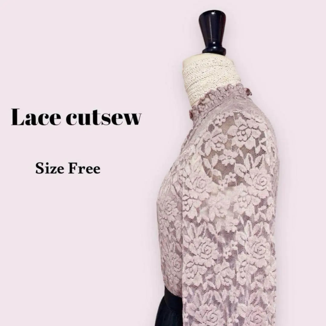 Total lace cut -and -sew pink free mass production type girly office clean | 総レースカットソー　ピンク　Free　量産型　ガーリー　オフィス　きれいめ